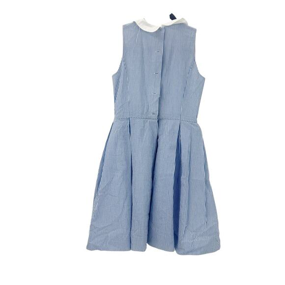 Polo Ralph Lauren Girl's Seersucker Fit-and-Flare Dress Blue/White Girls Size M - Picture 9 of 11